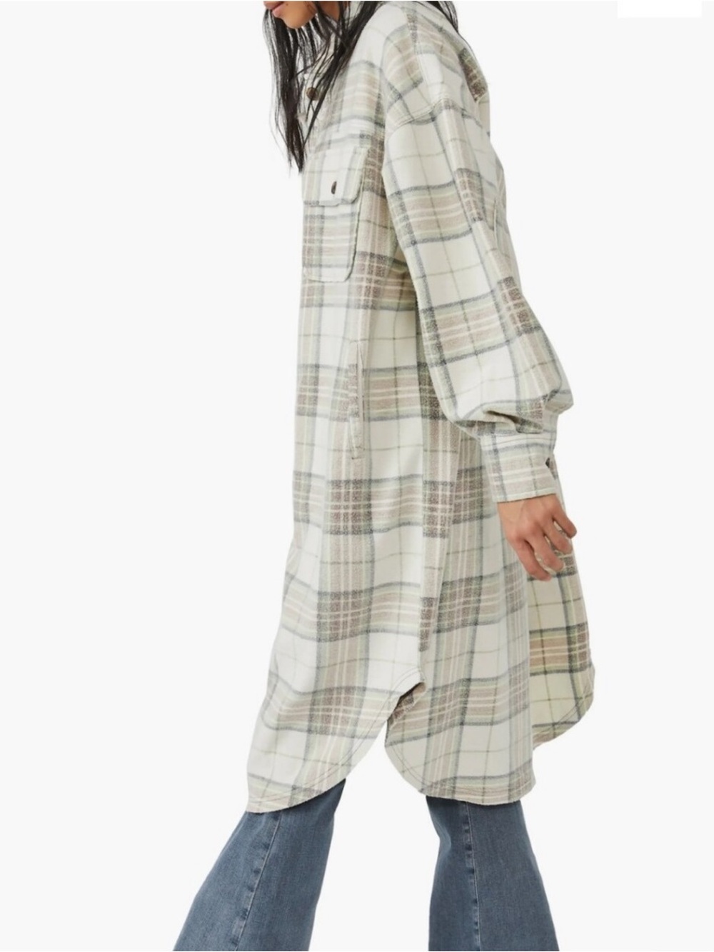 Free People Ruby Pistachio Plaid Jacket (Small)